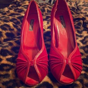 Red suede heels size 8.5- 9 Steve & Barry’s